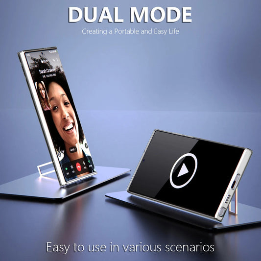 For Samsung Galaxy S25 S24 S23 S22 Ultra Transparent Kickstand Case with Bracket Standing Transverse Protective Clear Soft Cases SS69