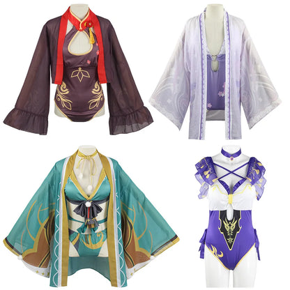 Genshin Impact Cosplay Swimsuit Miss Hina Lisa Hutao Raiden Shogun Sexy Bikini Women Anime Cosplay Costume
