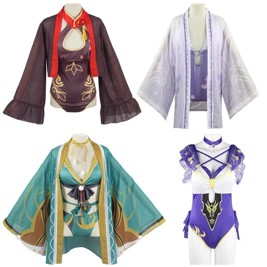 Genshin Impact Cosplay Swimsuit Miss Hina Lisa Hutao Raiden Shogun Sexy Bikini Women Anime Cosplay Costume