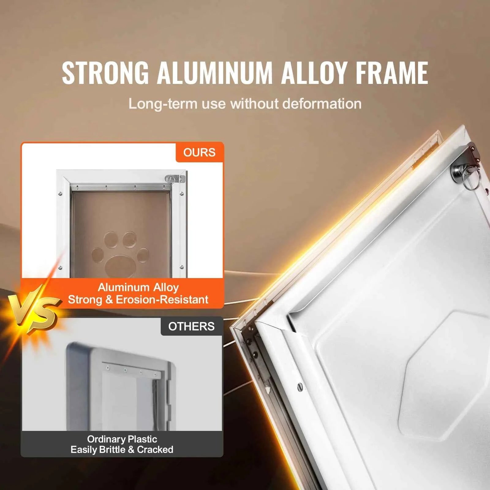 SucceBuy Pet Door Aluminum Frame with Lock and Flap System Weatherproof Doggy Door Easy to Install in Interior or Exterior Doors