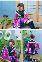 Traditional Japanese Kimono Dress for Women - Printed Pink