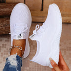 Women's White Slip-On Casual Sneakers - Breathable Fabric Upper & Lining, Elastic Side Panels for Easy Wear