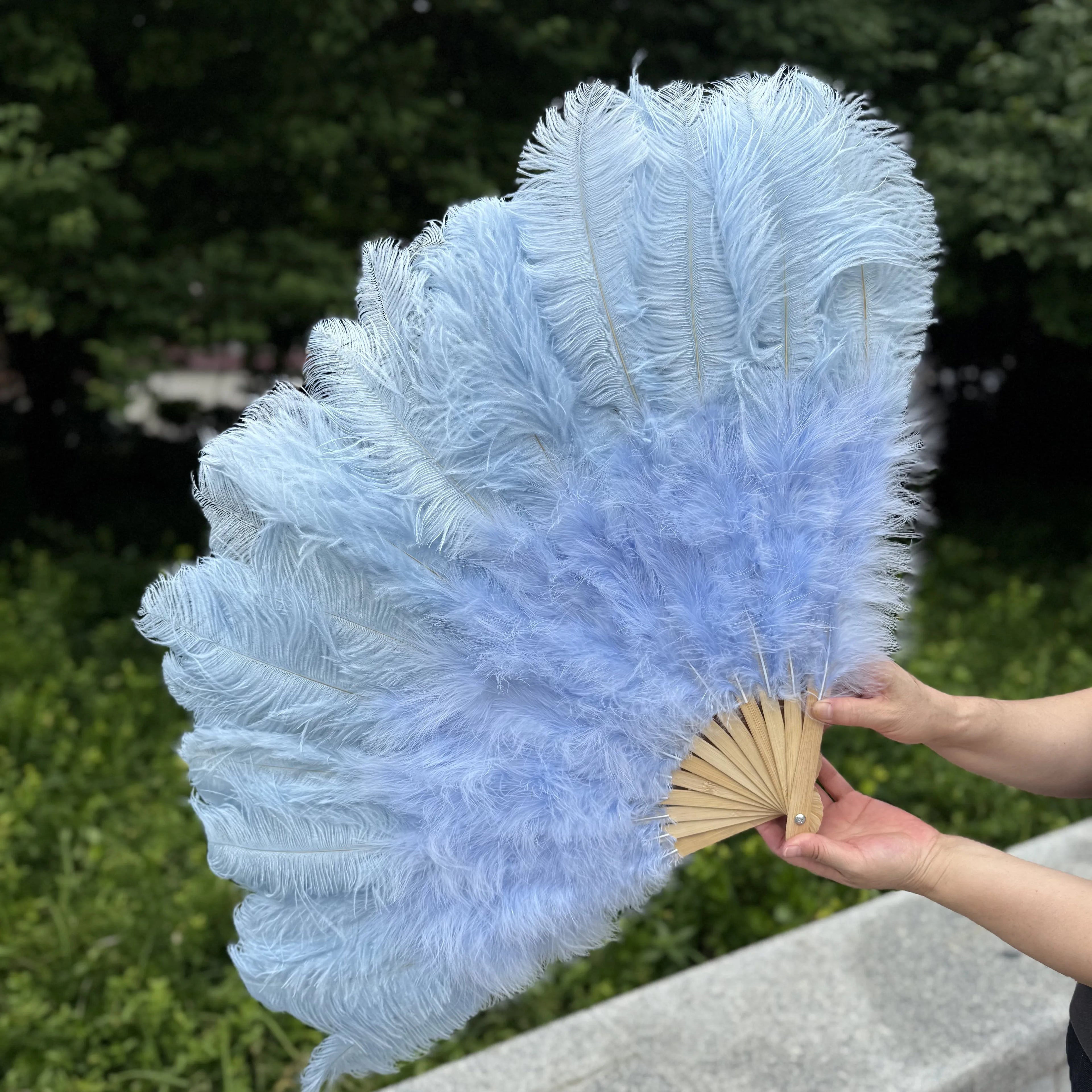 Large Ostrich Feather Fan 130cm - Carnival & Stage Performance