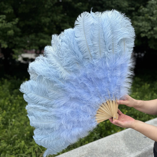 Handheld Big White Ostrich Feather Fan 100CM 130CM Feathers for Carnival Stage Performance Belly Dance 13 Bone Crafts Fan