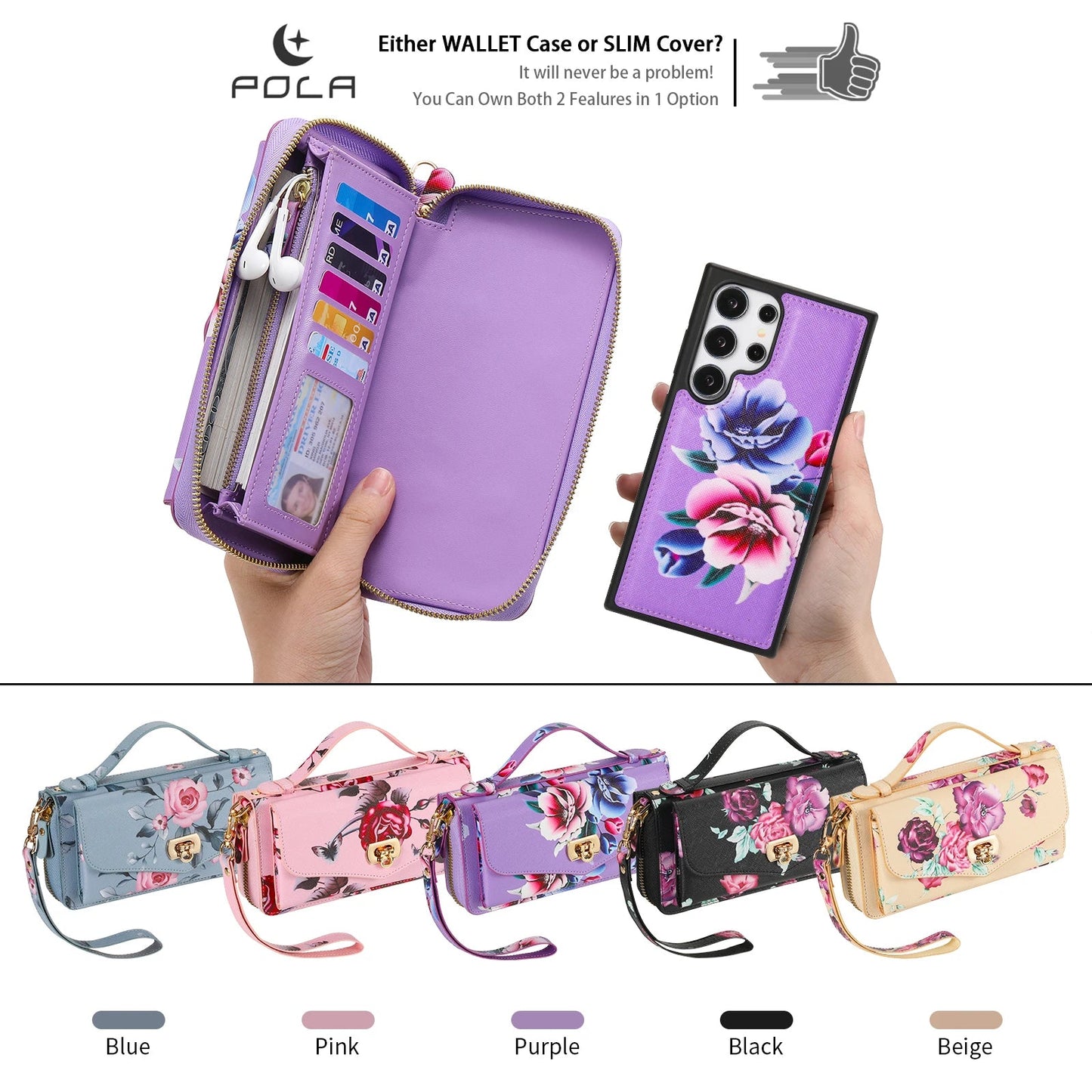 Phone Case Smartphone Android Cases Samsung Galaxy S25 Ultra Accessories Magsafe Wallet Luxury Lanyard Leather Zipper Flower Bag SS69