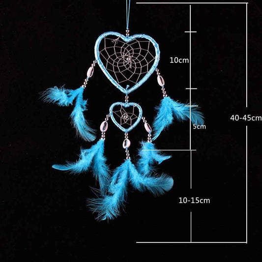 Indian Pink Purple Feather Dreamcatcher Love Wall Hanging Room Decor Handmade Aesthetic Retro Dream Catcher Wind Chime Ornament