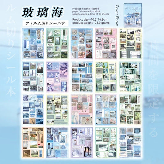 45pcs Japanese Retro Early Style Manga Cut Film Sticker Book Kawaii Girl Scrapbook Journal DIY Deco Cute Showa Phone Case Decals SS69 13.69 Glass Sea 20sheets