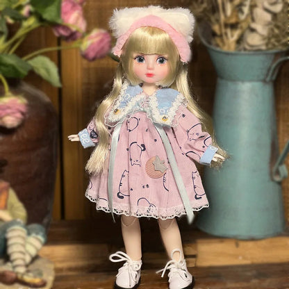 30cm Bjd Doll Lolita Doll 1/6 Starry Sky Grey Eyes Lolita Fashion Accessories Diy Doll Set Children'S Girls Birthday Gift Toy SS69