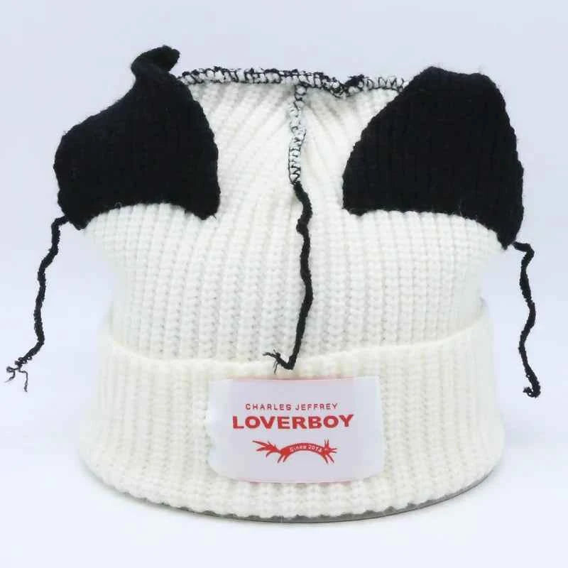Long fox Ears Knitted Hat Men Women Rabbit Ear Warm Crochet Beanies Kpop Hip Hop Hat Winter Skullies Cap Y2k Christmas Gifty