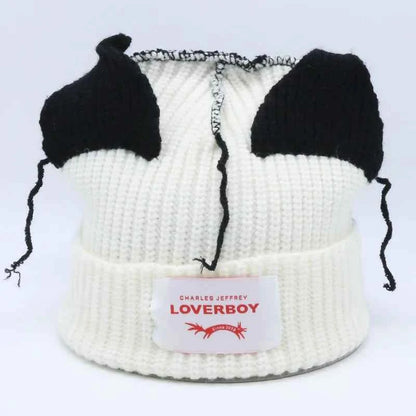 Long fox Ears Knitted Hat Men Women Rabbit Ear Warm Crochet Beanies Kpop Hip Hop Hat Winter Skullies Cap Y2k Christmas Gifty