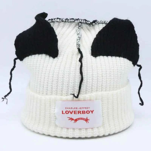 Long fox Ears Knitted Hat Men Women Rabbit Ear Warm Crochet Beanies Kpop Hip Hop Hat Winter Skullies Cap Y2k Christmas Gifty