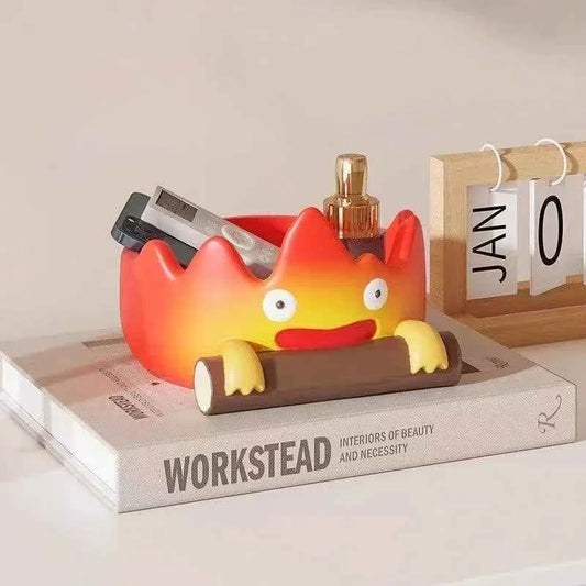 Resin Cartoon Fire Person Tray Creative Anime Key Holder Storage Indoor Outdoor Decor Perfect for Christmas HalloweenGift