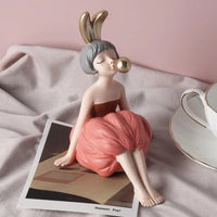 Bubble Gum Rabbit Girl Figurines, Modern Home Decoration,Party Decor, Sweet Gift for Girl,Lovely Room Ornaments,Birthday Present SS69