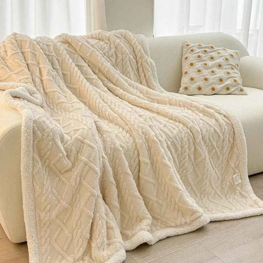 1pc Coral Fleece Blanket for Winter Thick Soft Bedspread Warm Plaids for Beds Single/Queen/King Solid Color Thow Blankets/Plaids