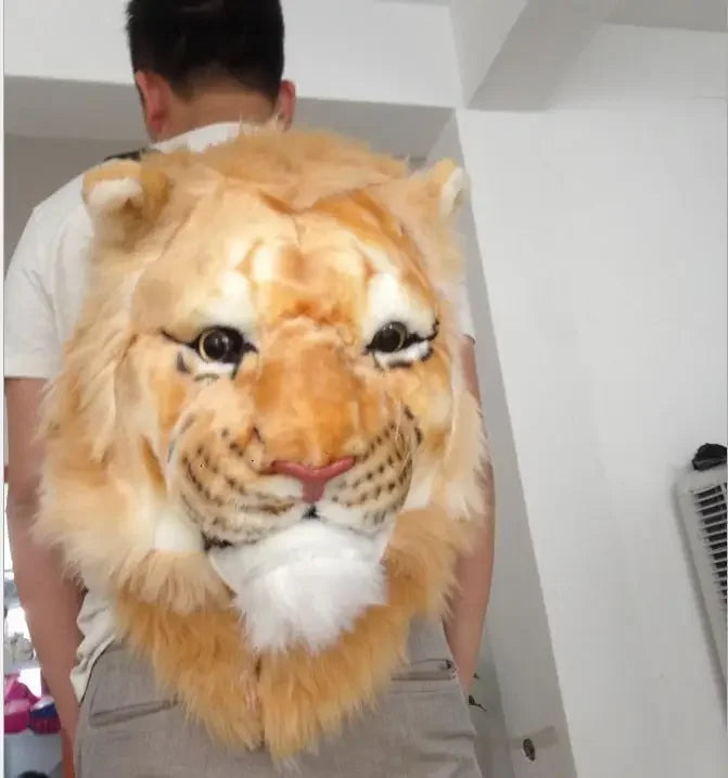 3D Animal Design Backpack for Girl Tiger Lion Leopard Panda Fur School Bags Women Chain Clutch Crossbody Shoulder Bags Purse