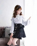 Liz Sweater Japanese Mass Production Autumn and Winter Woolen Off Shoulder Lace Slim Short Sweater Soft Furry Knitted Pullover