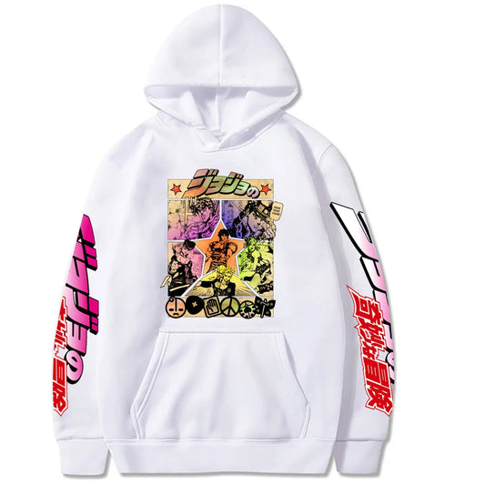 2021 Harajuku JOJO's Bizarre Adventure Unisex Hoodies Japanese Anime JOJO Printed Men's Hoodie Streetwear Casual Sweatshirts SS69 23.69 WHITE / XXXL