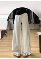 Drawstring Adjustable Maternity Wide-Leg Curve Pants High Waist Belly Support Retro Baggy Trousers for Spring Autumn 3 Colors