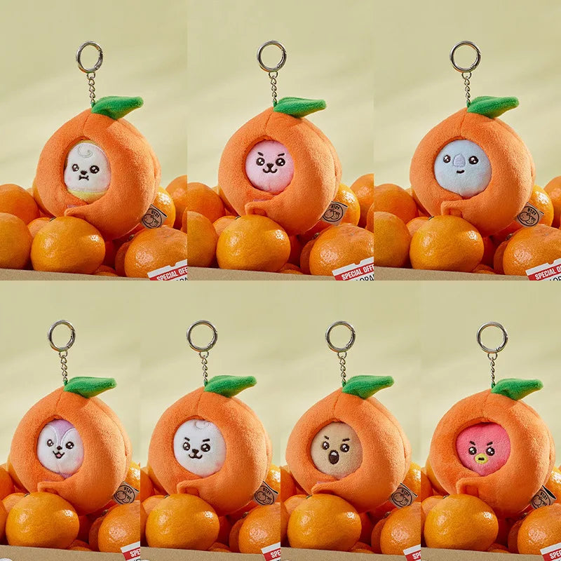 Orange Cartoon Plush Keychain 10cm Stuffed Bag Charm