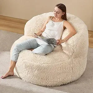 Jumbo Adult Bean Bag Chair with Foam Filling - Plush, Large Beanbag for Comfort and Relaxation