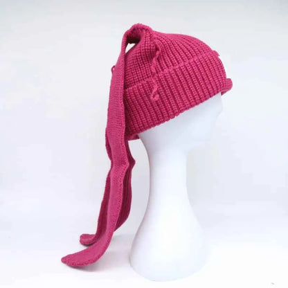 Long fox Ears Knitted Hat Men Women Rabbit Ear Warm Crochet Beanies Kpop Hip Hop Hat Winter Skullies Cap Y2k Christmas Gifty