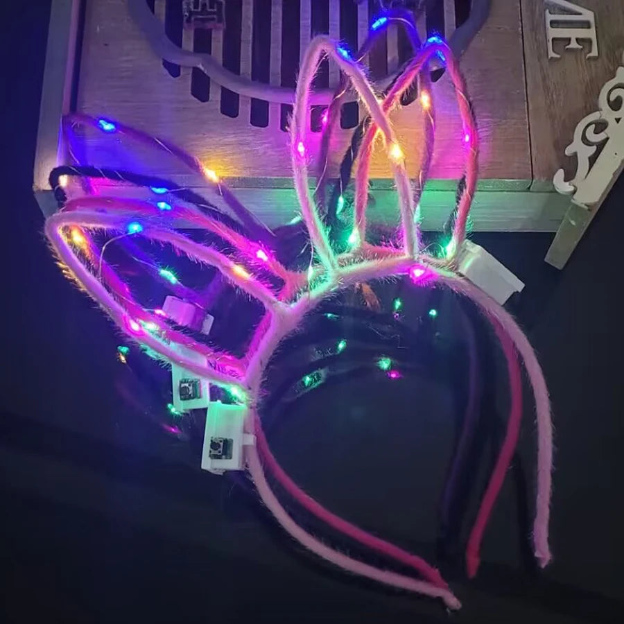LED Glow Cat & Bunny Ear Headbands - 10/20/30 Pcs