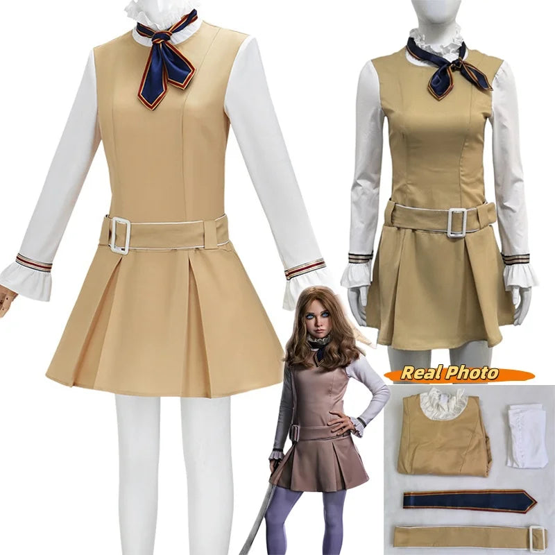 M3GAN 2.0 Megan Cosplay Costume Dress Girls Women Megan Costume Popular Clothes Brown Uniform Dress Set for Adult Comic Con SS69