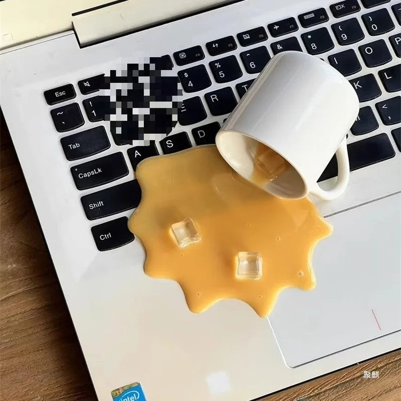 SS69 Spilled Coffee Sand Sculpture Desktop Decoration and Phone Holder