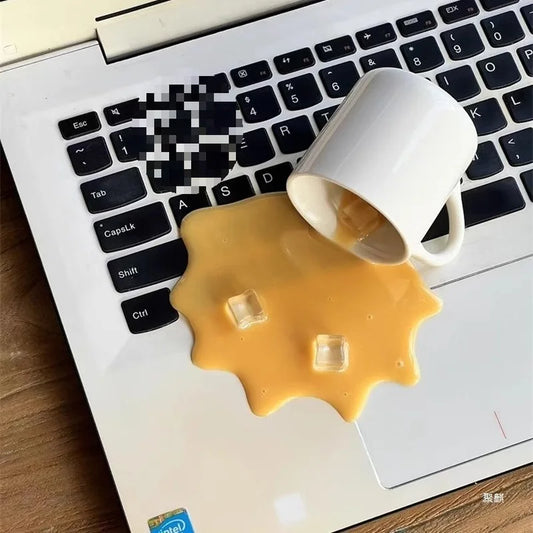 New Spilled Coffee Spilled Sand Sculpture Scary Novel Strange Desktop Decoration Toys Funny Gifts Phone Holder