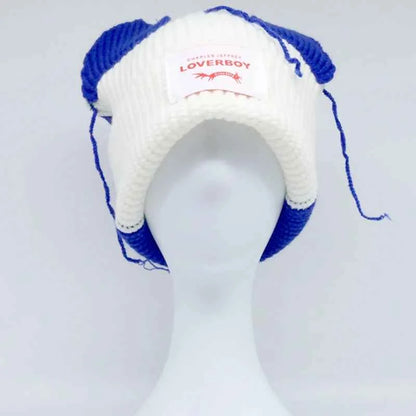 Long fox Ears Knitted Hat Men Women Rabbit Ear Warm Crochet Beanies Kpop Hip Hop Hat Winter Skullies Cap Y2k Christmas Gifty