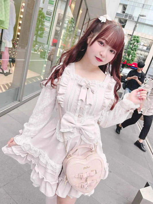 Japanese Liz Dresses Women Autumn New Girl's Sweet Cute Bud Mini Series Mass Production Angel Small Cake Dress Bow Lolita Dress