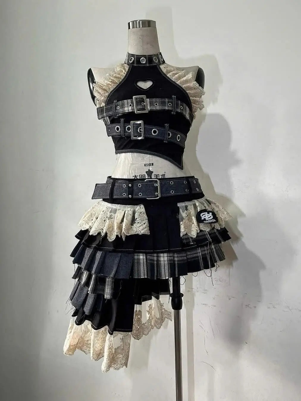 Summer Vintage Elegant Y2K Woman 2 Piece Sets Punk Gothic Strapless Crop Tops +High Waist Ruffle Skirt Female Party Outfits 2025 SS69 35.69 Black Sets / XL