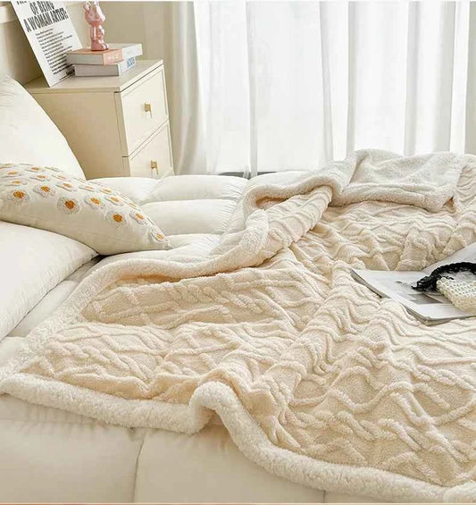 1pc Coral Fleece Blanket for Winter Thick Soft Bedspread Warm Plaids for Beds Single/Queen/King Solid Color Thow Blankets/Plaids