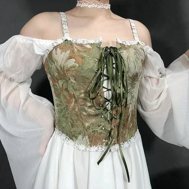 Sexy Lolita Corset Shaper Ladies Slimming Bandage Corsets Underbust Bustier Top Women Lingerie Elegant Streetwear Clothes Blusas SS69 34.69 4-21738 green / S