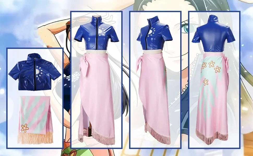 Nico Robin Anime Cosplay Costume Set - Polyester Top & Skirt
