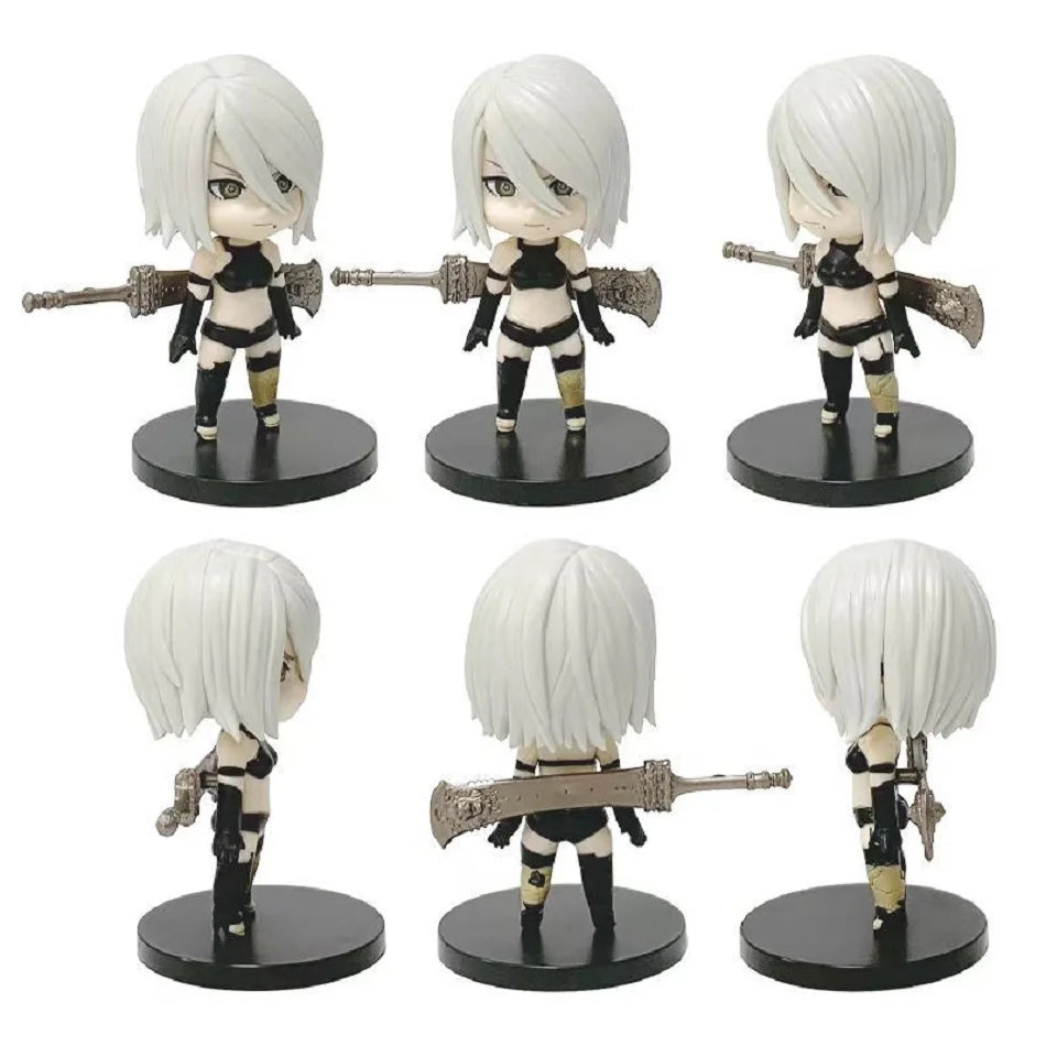 6pcs Q-version Anime Nier Mechanical Era Yurha 2B Miss Sister Sword Star Linkage 9S A2 Handmade Blind Box Doll Desktop Ornament SS69