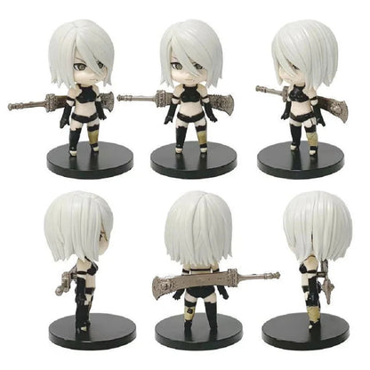 6pcs Q-version Anime Nier Mechanical Era Yurha 2B Miss Sister Sword Star Linkage 9S A2 Handmade Blind Box Doll Desktop Ornament SS69