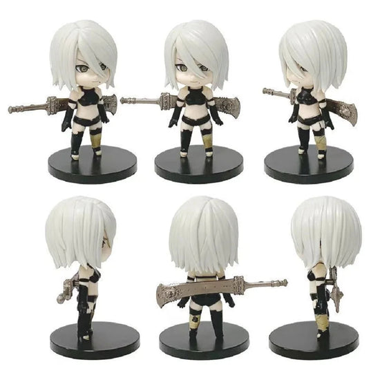 6pcs Q-version Anime Nier Mechanical Era Yurha 2B Miss Sister Sword Star Linkage 9S A2 Handmade Blind Box Doll Desktop Ornament SS69