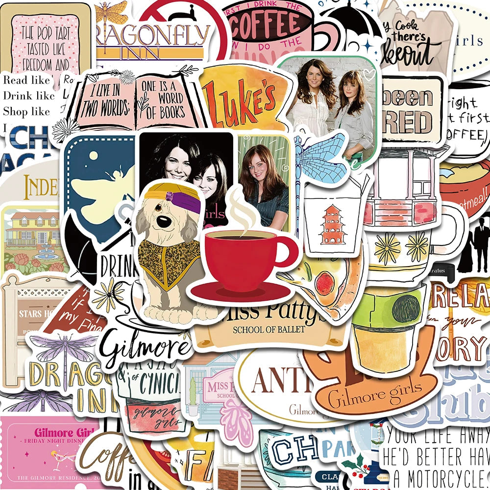 50PCS Gilmore Girls Stickers Cartoon Funny Graffiti Decals Luggage Motorcycle Gift Luggage Decorative Waterproof Phone Sticker SS69