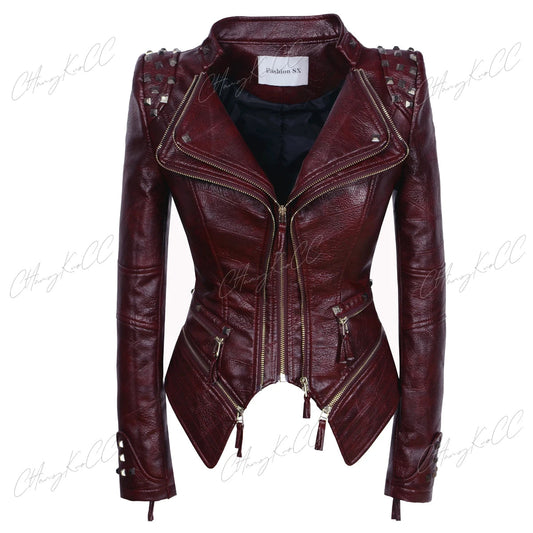 Punk Rivet Short Denim Slim Jackets Women Wash Long Sleeve Vintage Casual Studs Jean Outerwear Motorcycle Denim Coat Large Size SS69