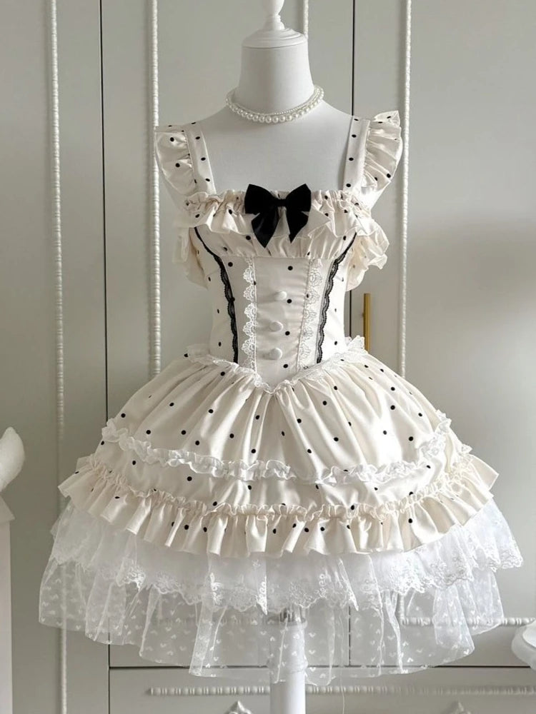 Y2K Lolita Vintage Dress Lace Sleeveless Cosplay Clothing French Strap Elegant Girls Party Japanese Kawaii Dress 2026 Summer