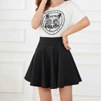 New Black Pocket Shorts Skirt Women's Basic Safety Pants Skirts School Flared Casual Mini Skater Medium Pleated Plus Size 4XL