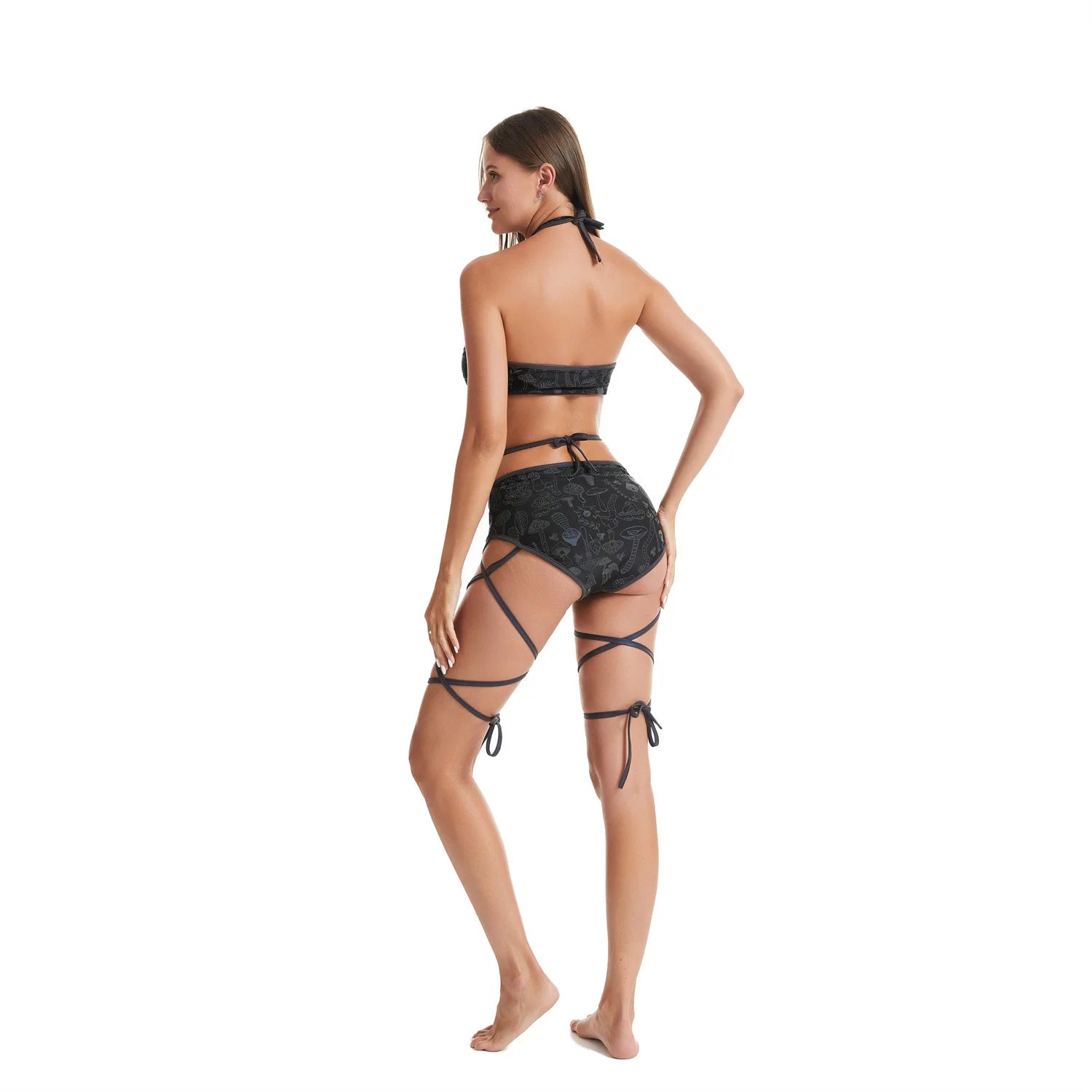 Harajuku Fashion Women Colorful Reflective Set Bandage Shorts+Bra+Crop Top Techwear Clothing Conjuntos Curtos SS69