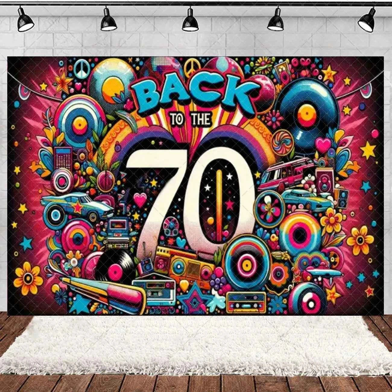 Retro Back to the 70s 80s 90s Backdrop Music Party Decorations Neon Light Graffiti Tapes Disco Background Photo Studio Supplies