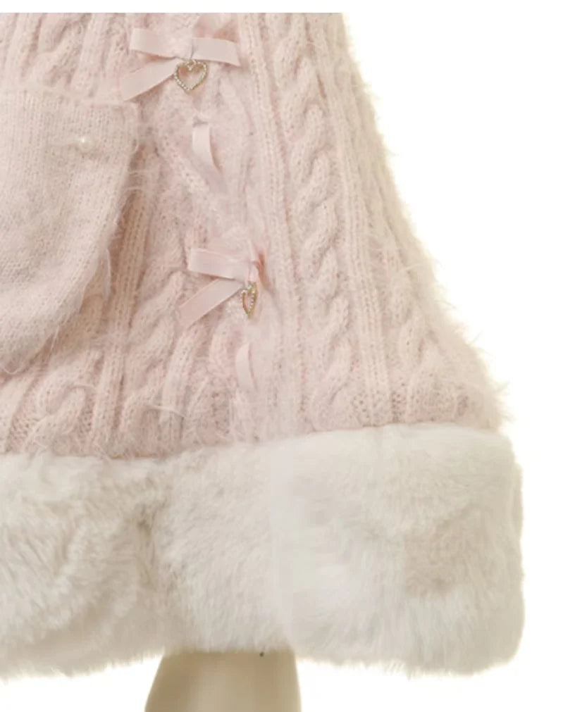 Godivana Lolita Faux Rabbit Fur Cape with Batwing Sleeves