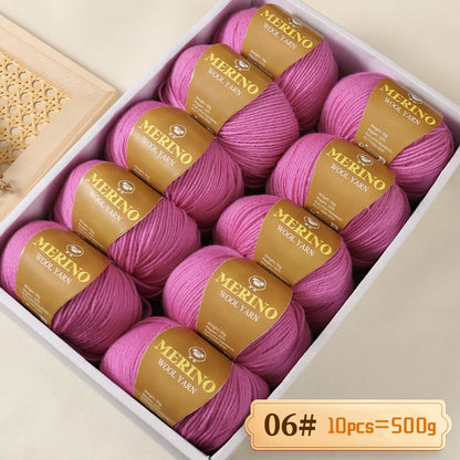 500g of High-Quality 212 Medium-Fine Alpaca Wool Yarn, Suitable for Knitting Sweaters, Scarves, and Hats, 10 Skeins/Pack