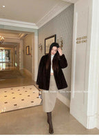 Winter Womens Real Mink Fur Coat High Quality V-neck Fur Jackets for Women New in Outerwears Luxury Clothes 2024 шуба женская