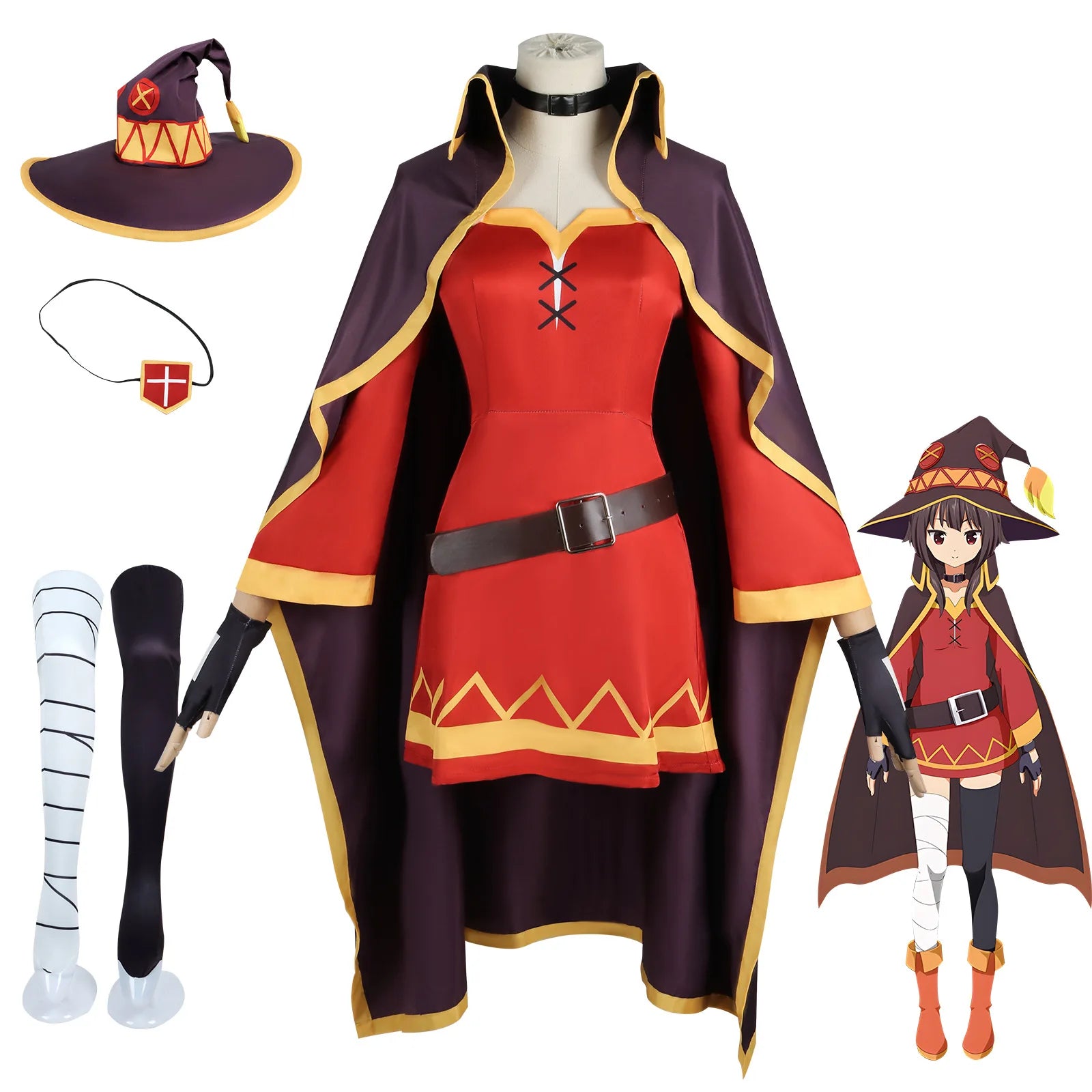 Megumin Anime Cosplay Costume Dress with Wig for Women