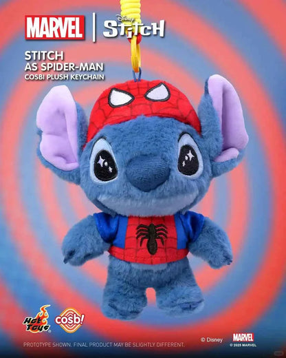 Hottoys Cosbaby Stitch Marvel Blind Box - Captain America & Spider-Man Crossver Anime Figure Christmas Surprise Gift Collection