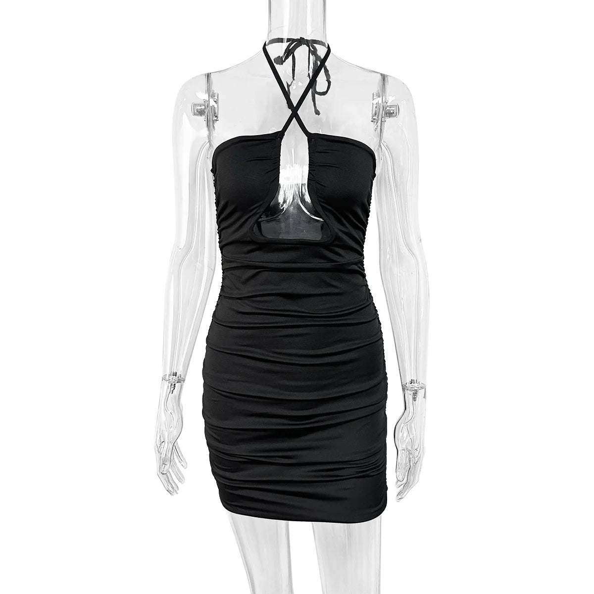 Summer Sexy Neck Lace-up Dress New Fishbone Hollow Pleated Suspender Mini Women Party Dresses Plus Size 9XL 8XL 7XL 6XL XXXXXL SS69